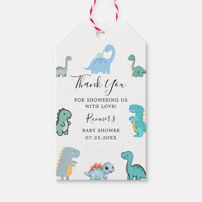 Etiqueta Para Presente Little Dinosaur Cute Baby Shower (Frente)