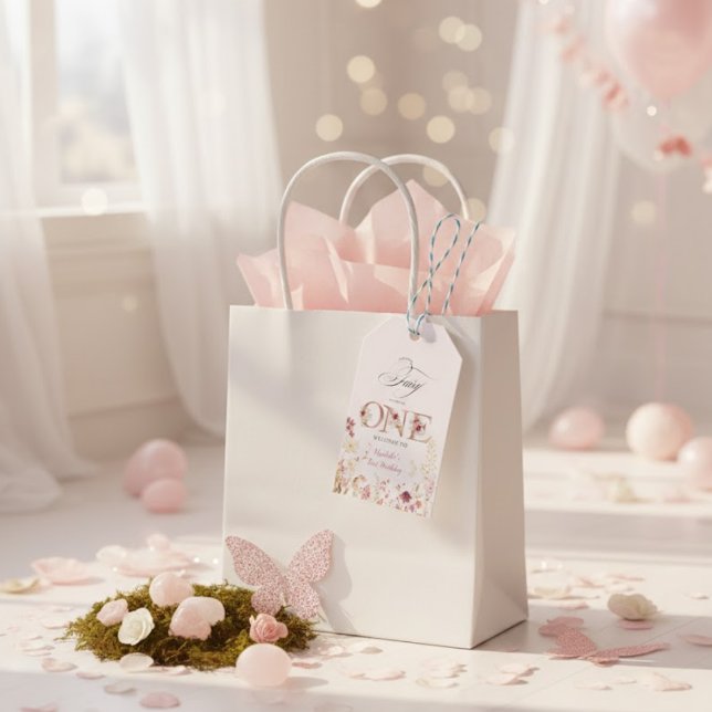 Etiqueta Para Presente Little Fairy Floral Garden First Birthday  (Criador carregado)