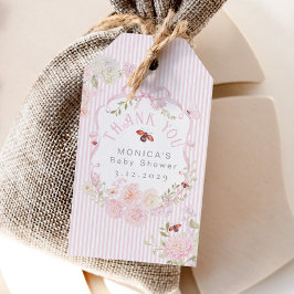 Etiqueta Para Presente Little Love Bug Pink Bow Baby Shower Thank you