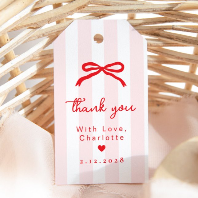 Etiqueta Para Presente Little Sweetheart Red Bow Birthday Thank you (Criador carregado)