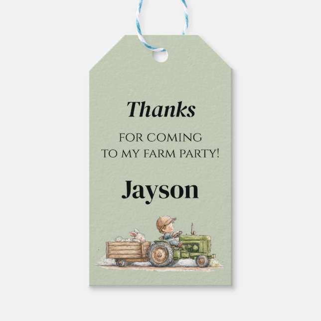 Etiqueta Para Presente Little Tractor Farm Birthday (Frente)