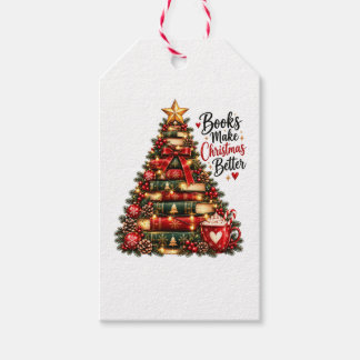 Etiqueta Para Presente Livros Tornam o Natal Melhor Árvore de Natal de Li