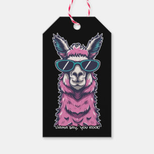 Etiqueta Para Presente Llama diz que você é Rock pose Quirky em óculos