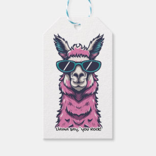 Etiqueta Para Presente Llama diz que você é Rock pose Quirky em óculos