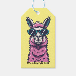 Etiqueta Para Presente Llama diz que você é Rock | pose Quirky em óculos