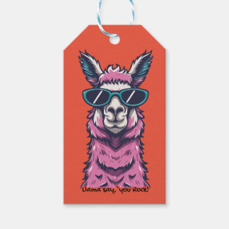 Etiqueta Para Presente Llama diz que você é Rock | pose Quirky em óculos