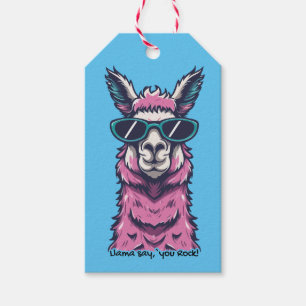 Etiqueta Para Presente Llama diz que você é Rock pose Quirky em óculos