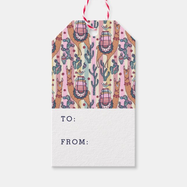 Etiqueta Para Presente Llamas Em Stripes Pattern (Frente)