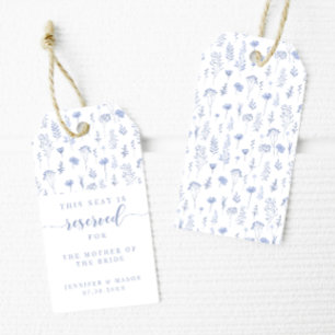 Etiqueta Para Presente Local do casamento floral azul Sede Reservado etiq