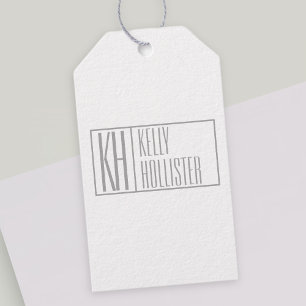 Etiqueta Para Presente Logotipo cinzento moderno do inicial & o conhecido