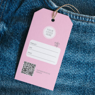 Etiqueta Para Presente Logótipo comercial editável Código QR Cor-de-rosa