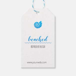 Etiqueta Para Presente Logotipo da Shell Blue Beach Theme White Hang Tag