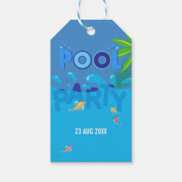 Etiqueta Para Presente Logotipo de festa de Piscina de verão corporativo/