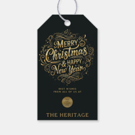 Etiqueta Para Presente Logotipo Dourado e preto de luxo Feliz Natal
