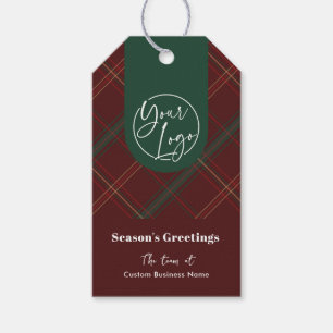 Etiqueta Para Presente Logotipo Empresarial Xadrez Vermelho Natal Corpora