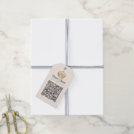 Etiqueta Para Presente Logotipo Personalizável E Código QR Marfim Suave E