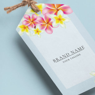 Etiqueta Para Presente Logotipo Tropical Plumeria Logotipo QR Manipulaçõe