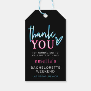 Etiqueta Para Presente LOLA Neon Blue Pink Bachelorette Obrigado Favor G
