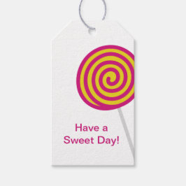Etiqueta Para Presente Lollipop tem cor-de-rosa doce e amarelo