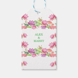 Etiqueta Para Presente Lótus Floral em Aquarela Rosa Elegante
