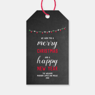 Etiqueta Para Presente Lousa e Luzes Feliz Natal