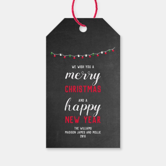 Etiqueta Para Presente Lousa e Luzes Feliz Natal (Frente)