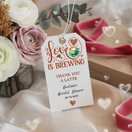 Etiqueta Para Presente Love Is Brewing Chá de Noiva Café Terracotta