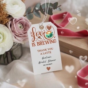 Etiqueta Para Presente Love Is Brewing Chá de Noiva Café Terracotta