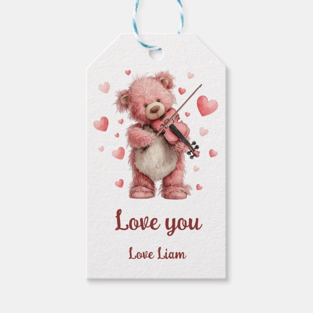 Etiqueta Para Presente Love You Teddy with Violin (Frente)