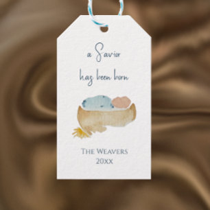 Etiqueta Para Presente Luke 2:11 Natal Minimalista da Aquarela