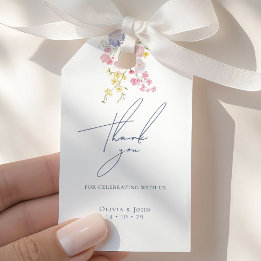 Etiqueta Para Presente Lush Blue Boho Flores Silvestres Elegante Casament