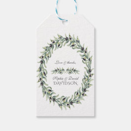 Etiqueta Para Presente Lush Watercolor Olive Branch Wreath Casamento