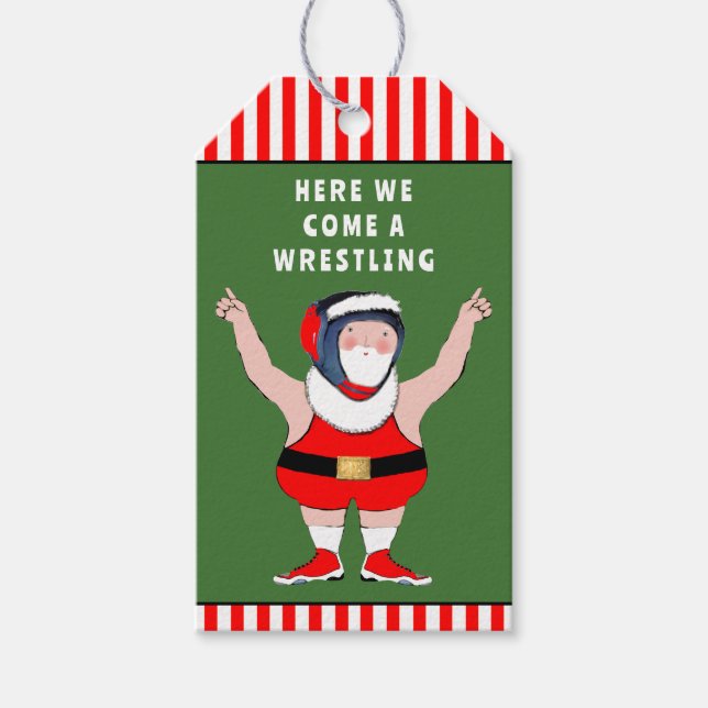 Etiqueta Para Presente Luta Feriada de Natal Engraçado (Frente)