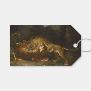 Etiqueta Para Presente Lutar entre um Leão e um Tigre