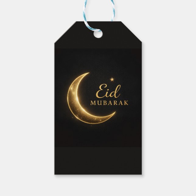 Etiqueta Para Presente Luxury Black & Gold Eid Mubarak Stickers– Elegant (Frente)
