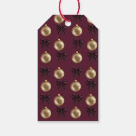 Etiqueta Para Presente Luxury Burgundy & Gold Baubles & Bows