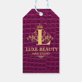 Etiqueta Para Presente Luxury Crocodile Leather Monogram Gold Initial