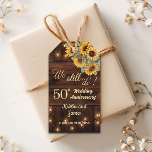Etiqueta Para Presente Luzes de Corda de Aniversário de 50 Anos de Casame