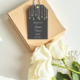Etiqueta Para Presente Luzes de Corda de Casamento Preto Branco