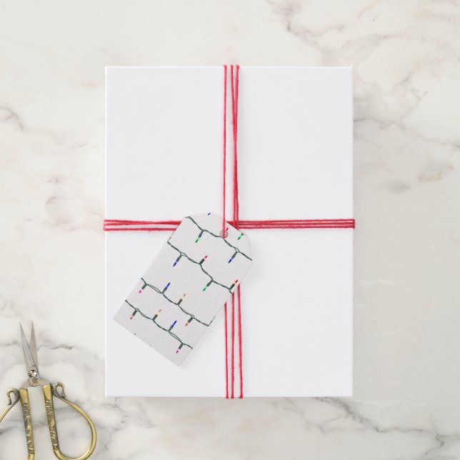 Etiqueta Para Presente Luzes de Natal (Com cordão)