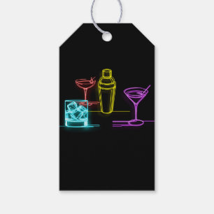 Etiqueta Para Presente Luzes Neon Coloridas Coquetéis 21º Aniversário