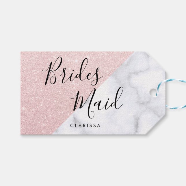 Etiqueta Para Presente Maçã branca e dourada rosa (Frente (horizontal))