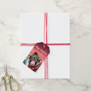 Etiqueta Para Presente Macaco Cachorro Safari Papais noeis Festa de Natal