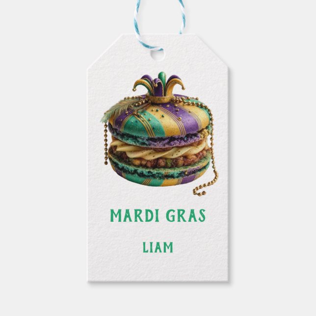 Etiqueta Para Presente Macaron Real Mardi Gras (Frente)