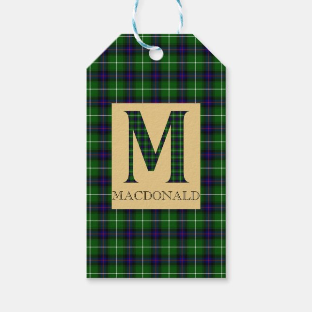Etiqueta Para Presente MacDonald Tartan Monograma M (Frente)