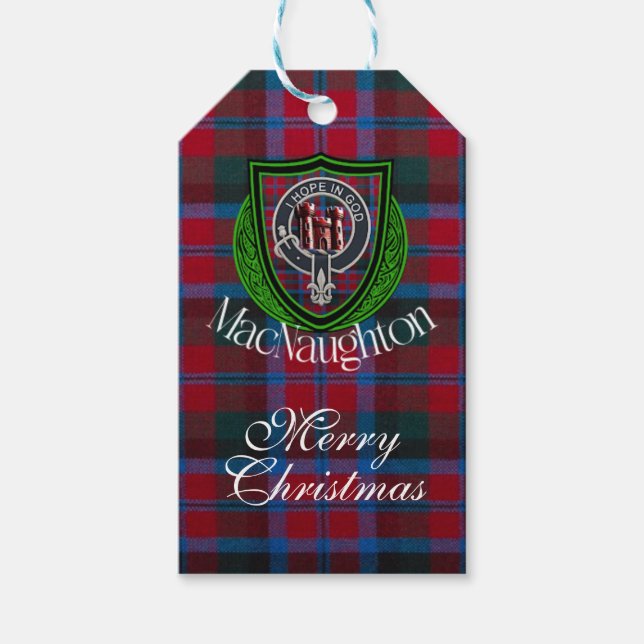 Etiqueta Para Presente MacNaughton Scottish Clan Tartan & Crest (Frente)