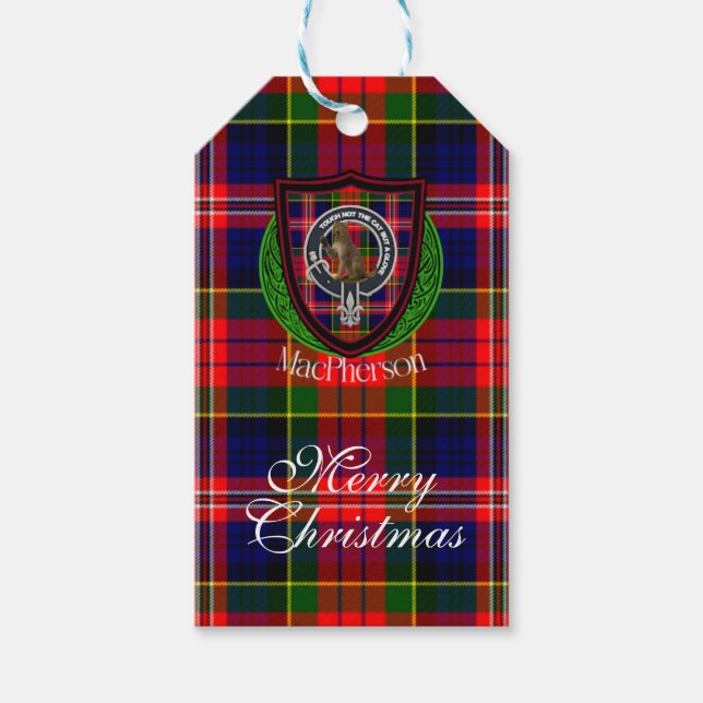 Etiqueta Para Presente MacPherson Scottish Clan Tartan & Crest (Frente)