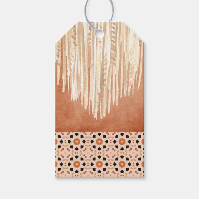 Etiqueta Para Presente Macrame do Azulejo Modern Boho Terracotta (Frente)