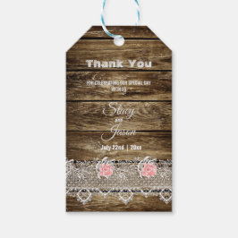 Etiqueta Para Presente Madeira Rústica de Celeiro & Renda Obrigado