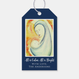 Etiqueta Para Presente Madona de Natal Religiosa e Aquarela Infantil
